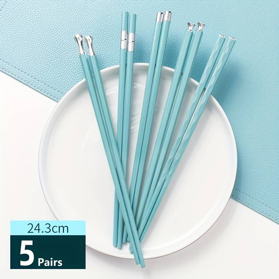 Chopsticks Items Porcelain Blue Simple 5 Pairs