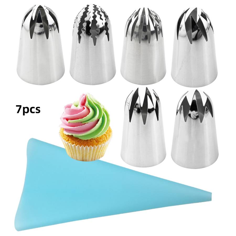 Professional Cake Decorating Head Color 7 Piece Set Super Big Mouth  Green