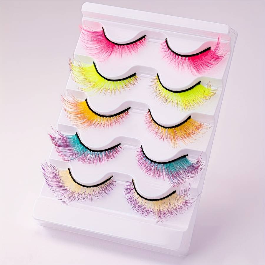 5 Pairs Luxury Natural Fluffy Mink Lashes Model Color Mix5