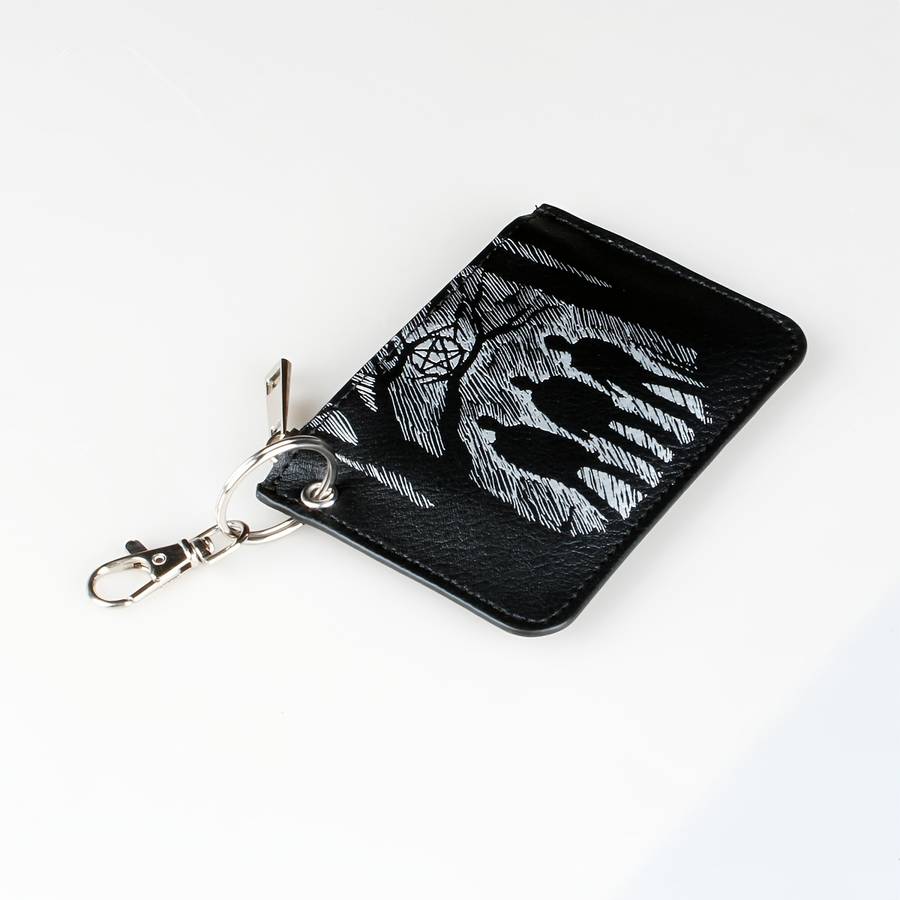 Retro Pattern Mini Credit Card Case Pu Leather Wallet Zipper Women'S Coin Purse With Hook