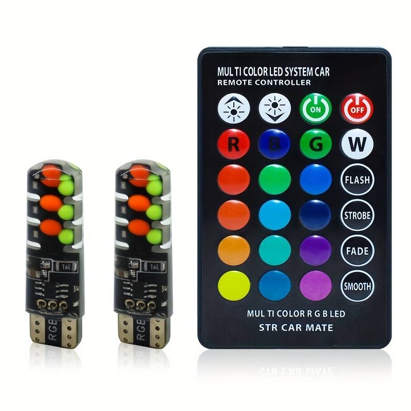1 Set Car LED Lights New COB RGB Demonstration Wide Light T10 Colorful Burst Flash Co