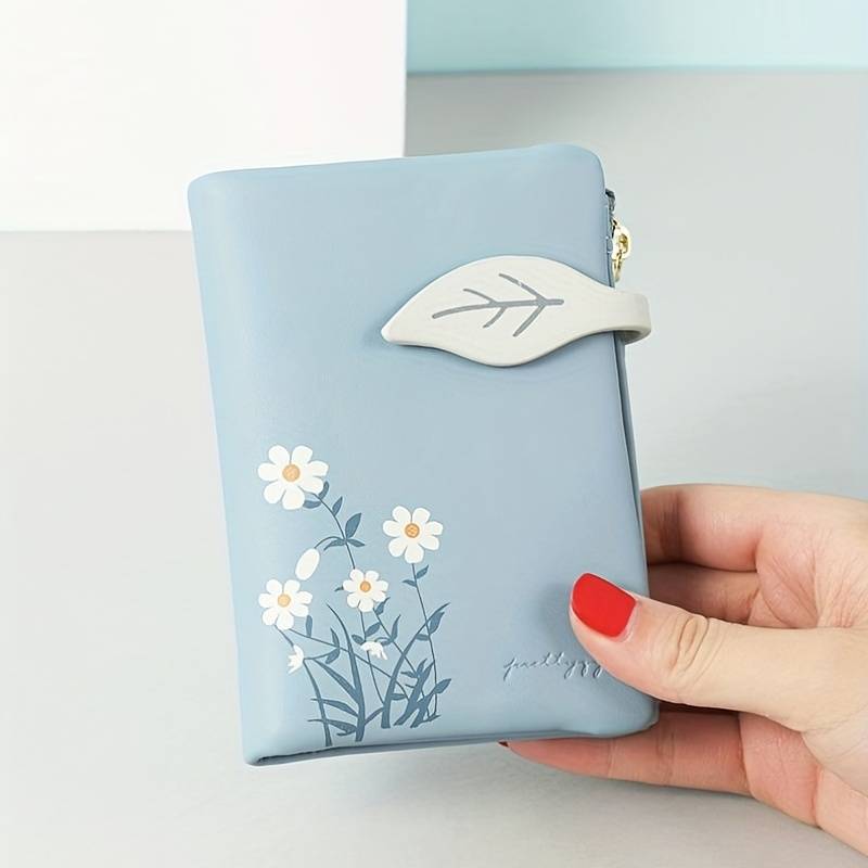 1pc Floral Print Short Wallet Bifold Coin Purse All-Match Credit Card Holder Portable Purse