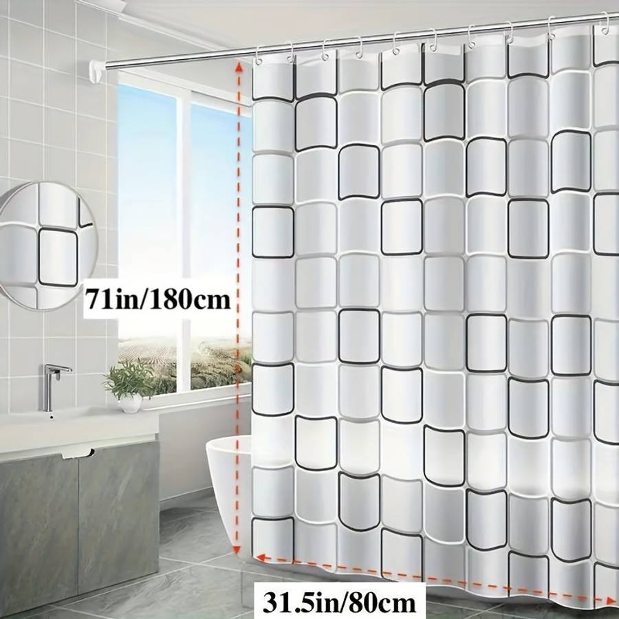 Waterproof Shower Curtain Color Black And White Large Square Size 71X78.7 180X200Cm