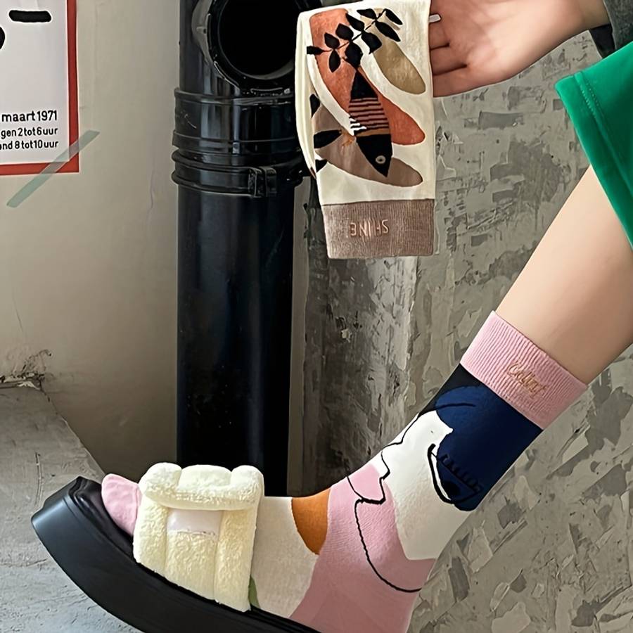 Women S Socks Color PinkRedYellowWhite In 4 Pairs Size Onesize