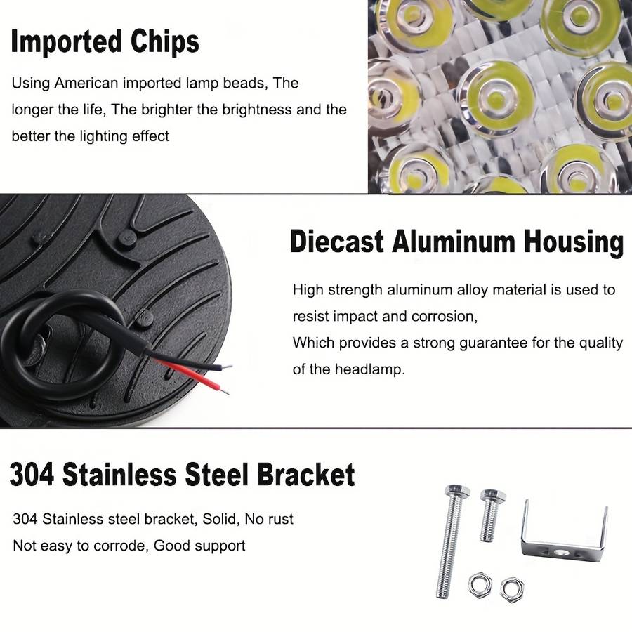 2pcs 14 LED Round LED Work Light Bar Off-Road Light For Trucks Off-Road Vehicle ATV S