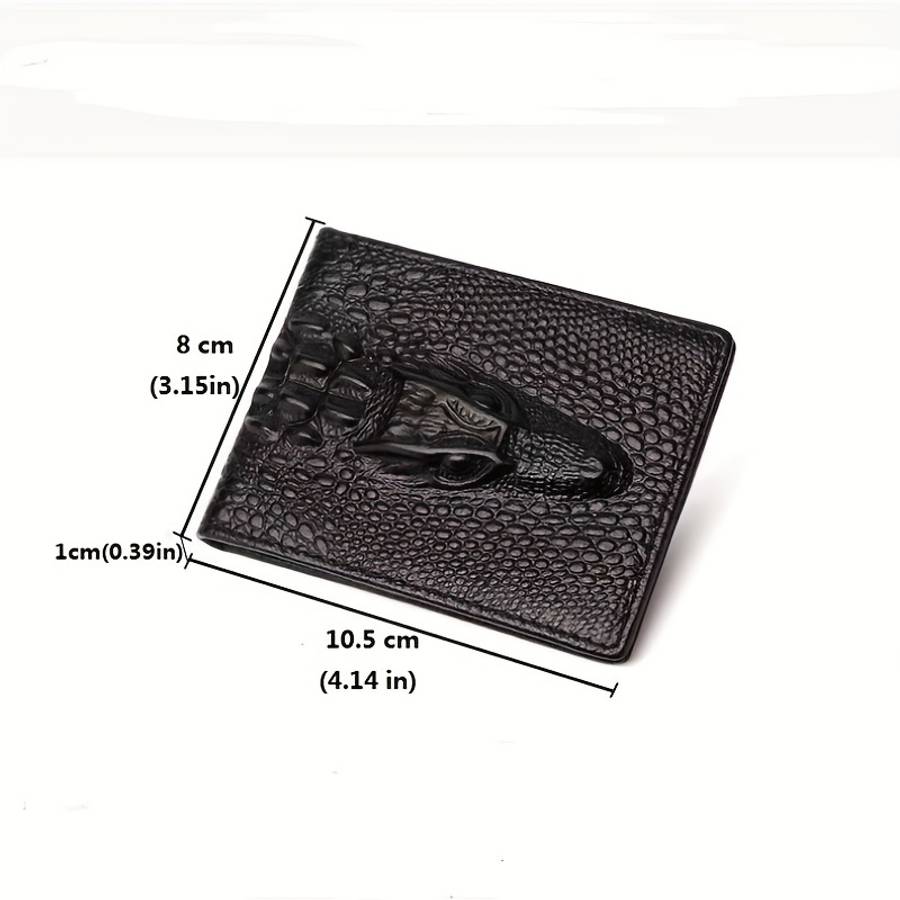 Men'S Crocodile Pattern Short Wallet Cool Slim Wallet Multiple Card Slots Purse Card Holder Hor