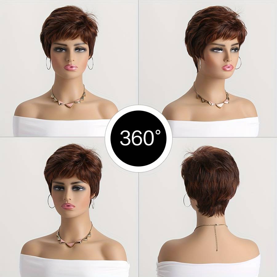 Mixed Brown Womens Wigs Hair Length 25.4Cm