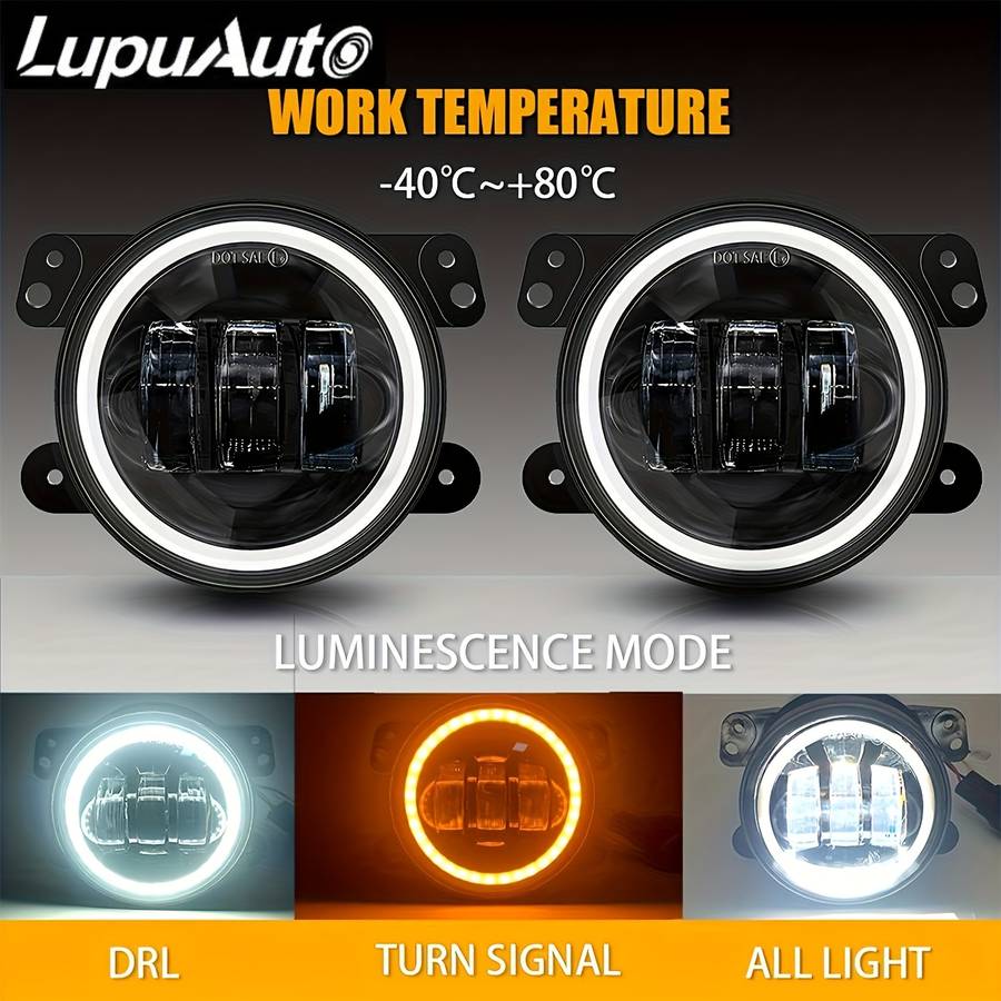 2pcs 10.16 Cm Angel Eyes LED Fog Light 12V 24V 60W Car Front Foglight 6000LM For Wran