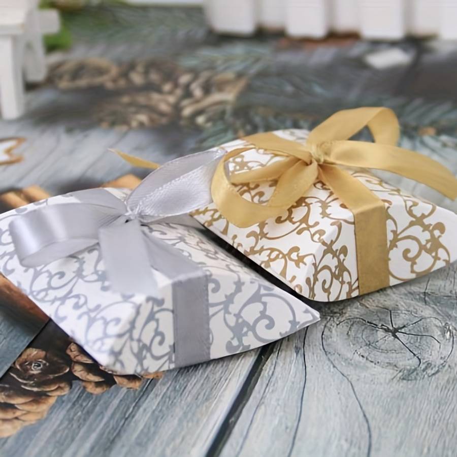 Christmas Gift Boxes Color 10Pcs -5 Golden  ADD 5 Silvery