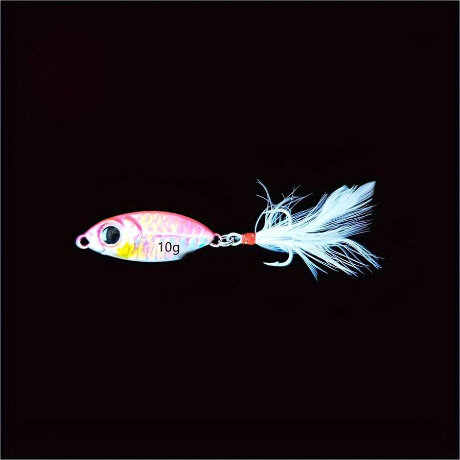 1pc 15g Small Iron Plate with Falling Fish Scale Pattern in Long-range Cast Perch with Cocked Mout
