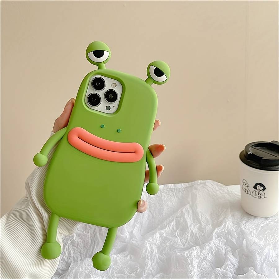 1Pc Green For iPhone 14 Pro Max 3D Big Eyes Frog Phone Case