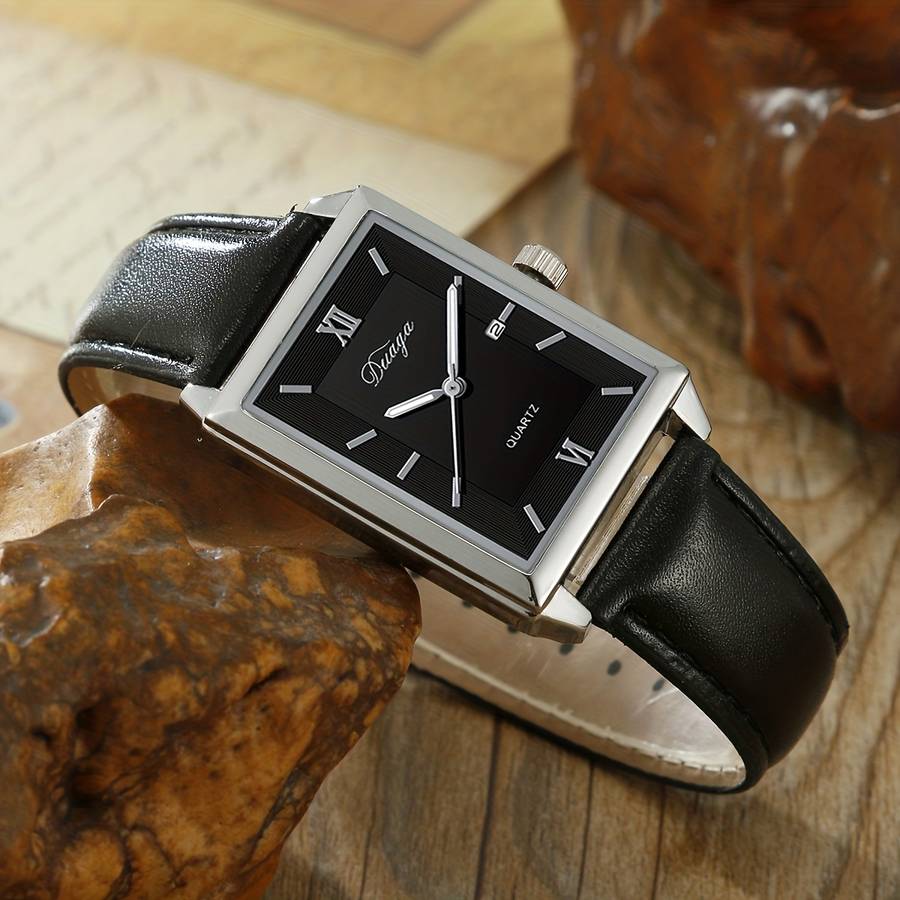 4Pcs Premium Set Of Stylish Square Quartz Watches For Men Perfect