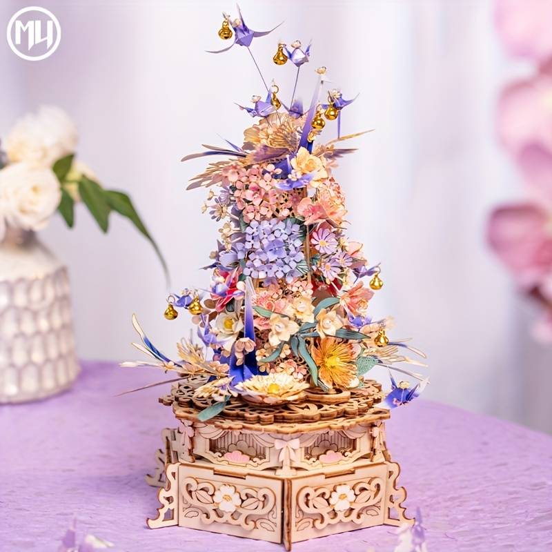 3D Puzzle Musical Instrument Model Items Drunken Flower   Music Box
