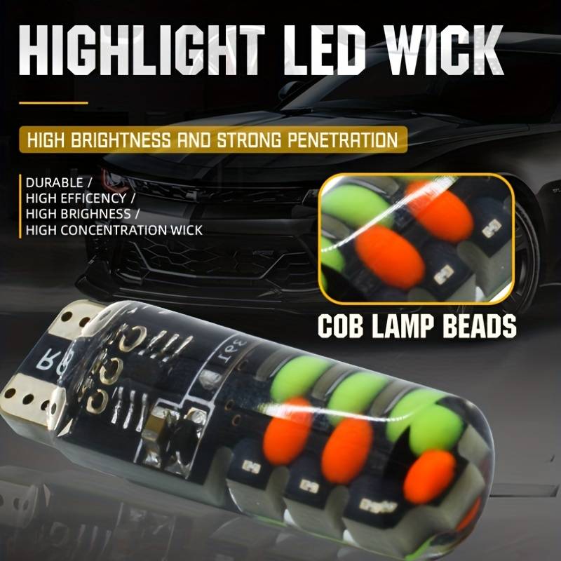 1 Set Car LED Lights New COB RGB Demonstration Wide Light T10 Colorful Burst Flash Co