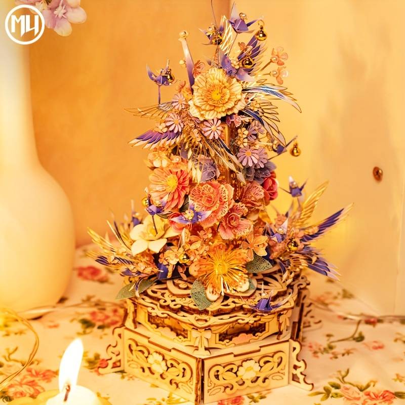 3D Puzzle Musical Instrument Model Items Drunken Flower   Music Box