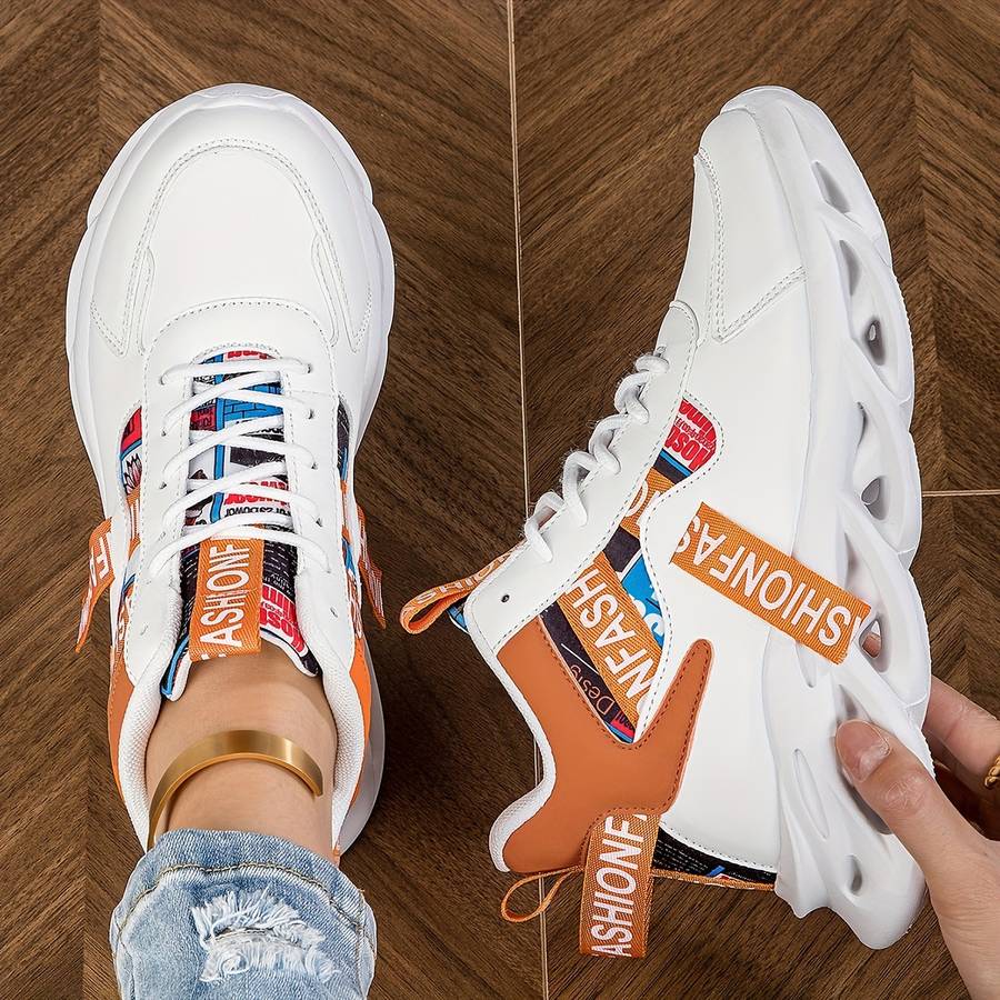 Women S Sneakers Color White Orange Sizeuk 4