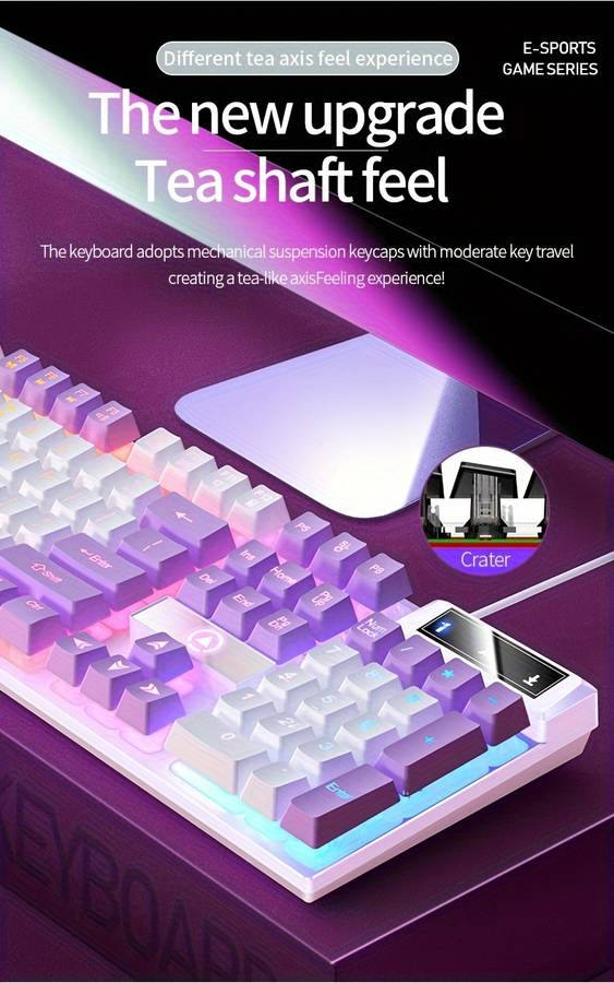 Keyboard Color Purple  white Light