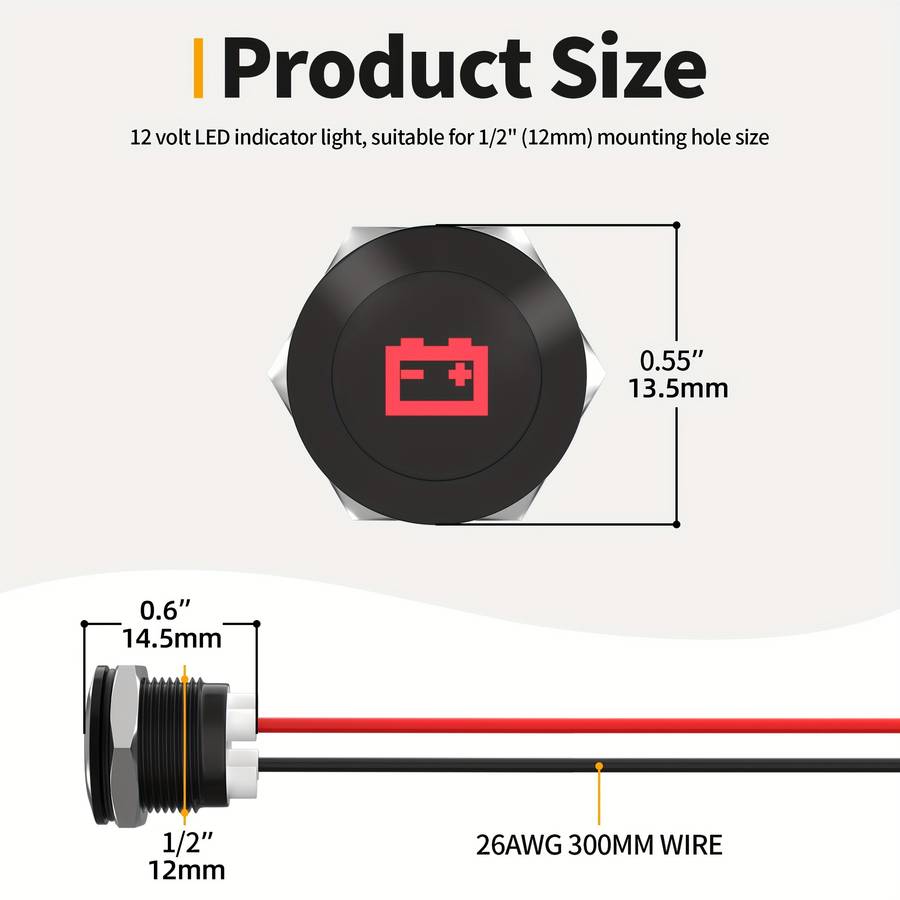 7 Types of 12Mm Automotive Modification Signal Light Strips with LED Metal Flat Head
