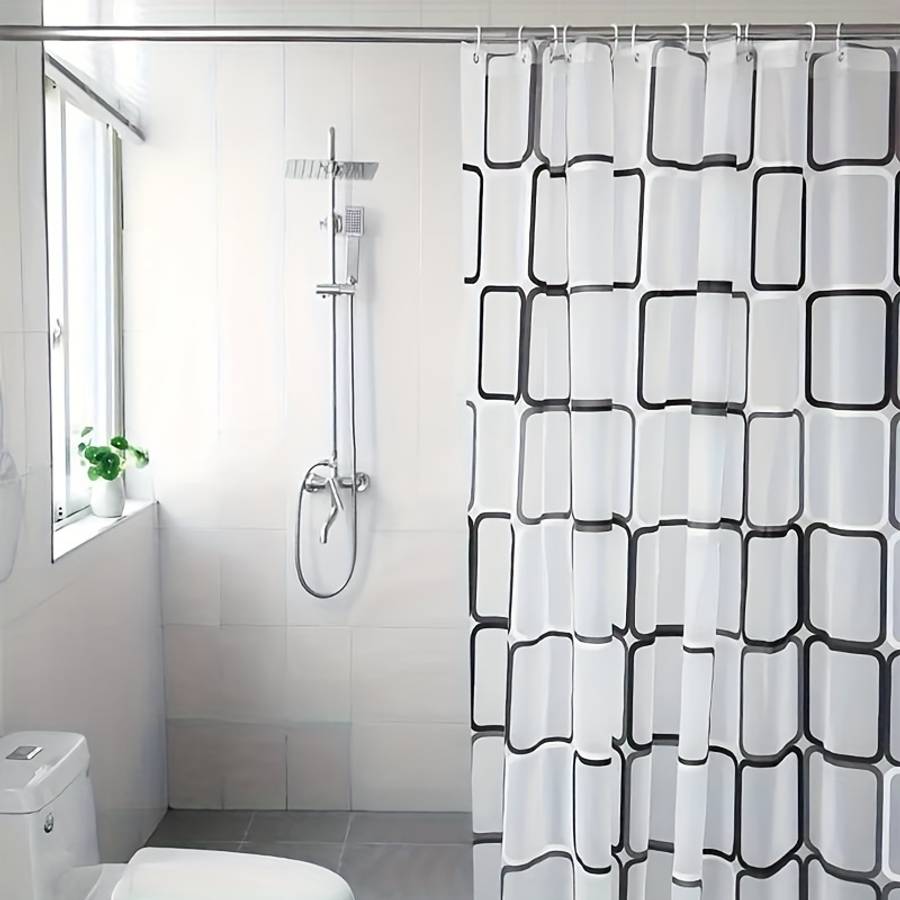 Waterproof Shower Curtain Color Black And White Large Square Size 71X78.7 180X200Cm