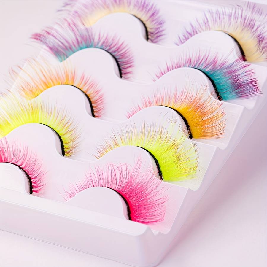 5 Pairs Luxury Natural Fluffy Mink Lashes Model Color Mix5