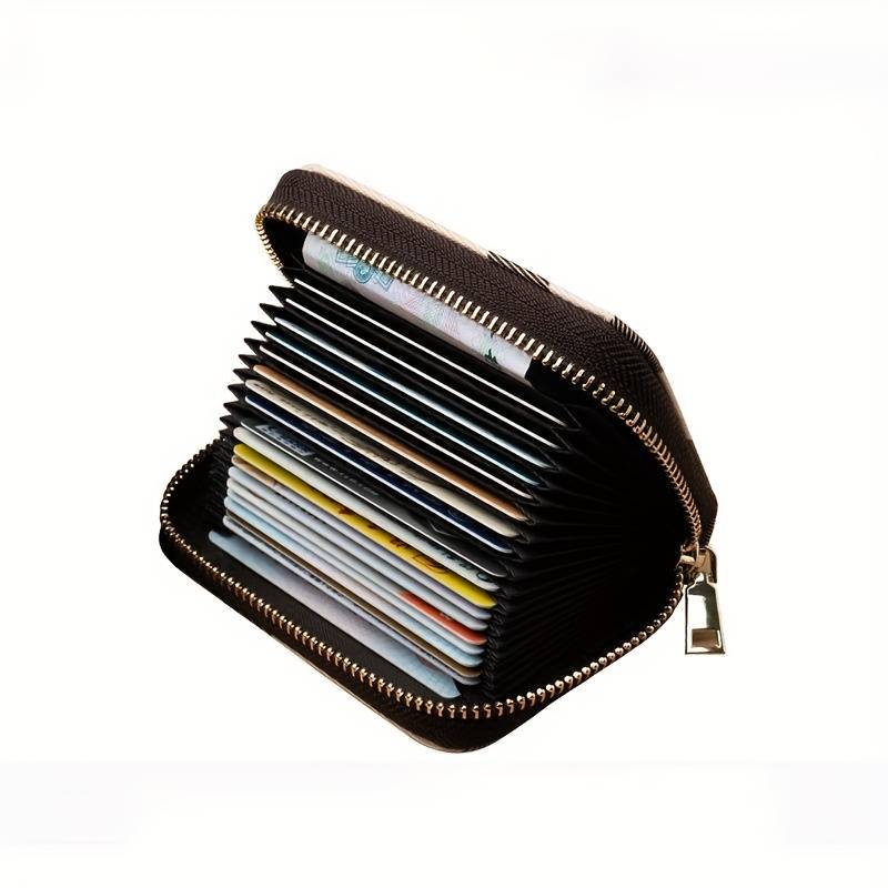 1pc Vintage Plaid Zipper Coin Purse Credit Card Holder for Women Compact Synthetic Leather Walle