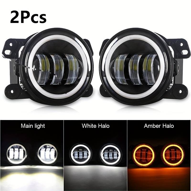 2pcs 10.16 Cm Angel Eyes LED Fog Light 12V 24V 60W Car Front Foglight 6000LM For Wran