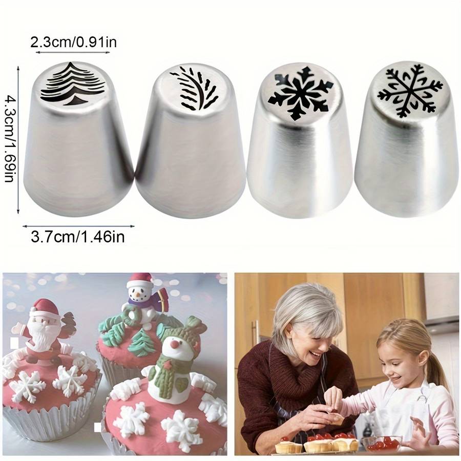 Professional Cake Decorating Head Color Set Of 4 Christmas Tree Piping Tips