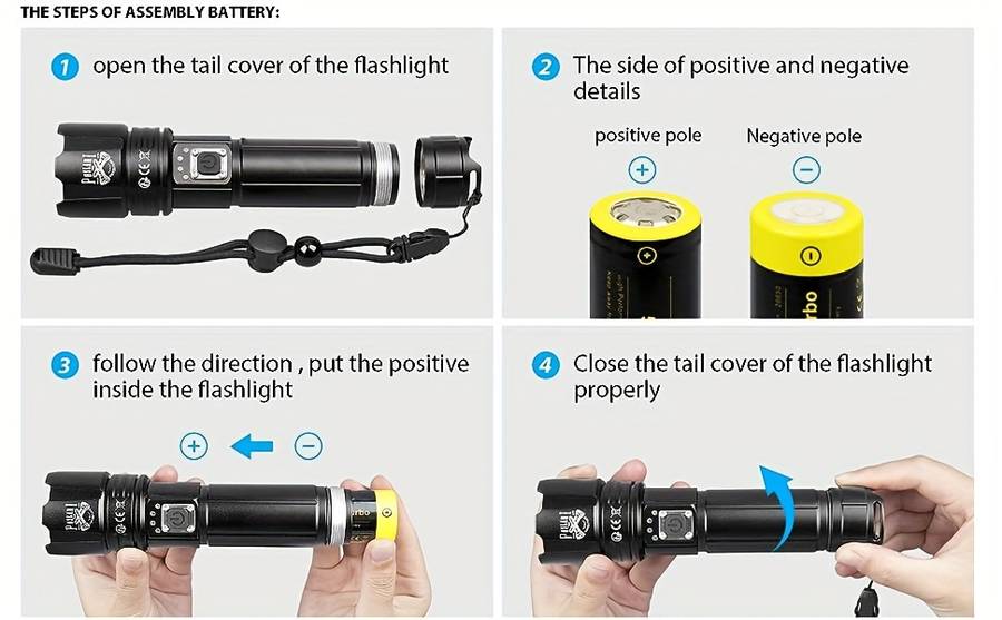 Heavy Duty Poslani Led Flashlight 700 Lumens Rechargeable Handheld Emergency