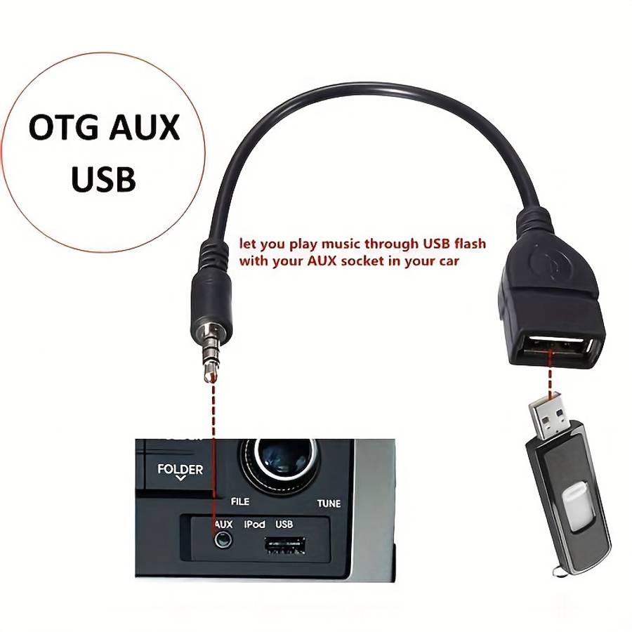 1pc Car Aux Conversion Usb Cable CD Machine MP3 Audio Cable USB To 3.5mm Audio T-port Plug Conn