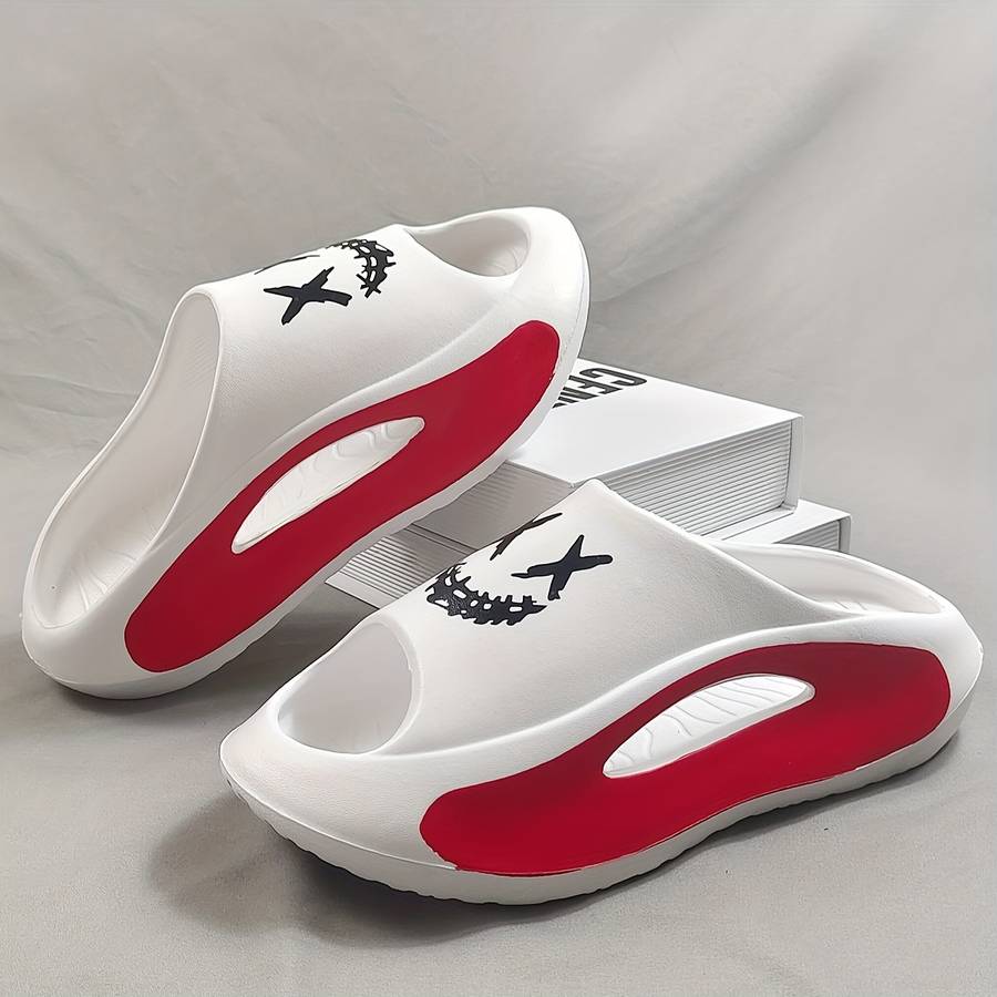 Men Slippers Summer Style White Red Size Uk 11.5 To 12