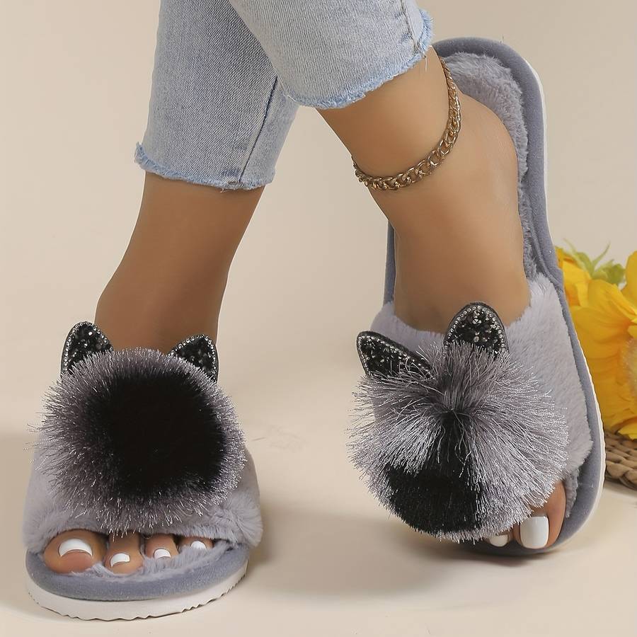 Cotton Slippers Color Gray Cat Sizeuk 8.5-9