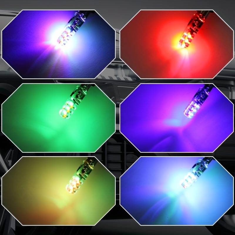 1 Set Car LED Lights New COB RGB Demonstration Wide Light T10 Colorful Burst Flash Co