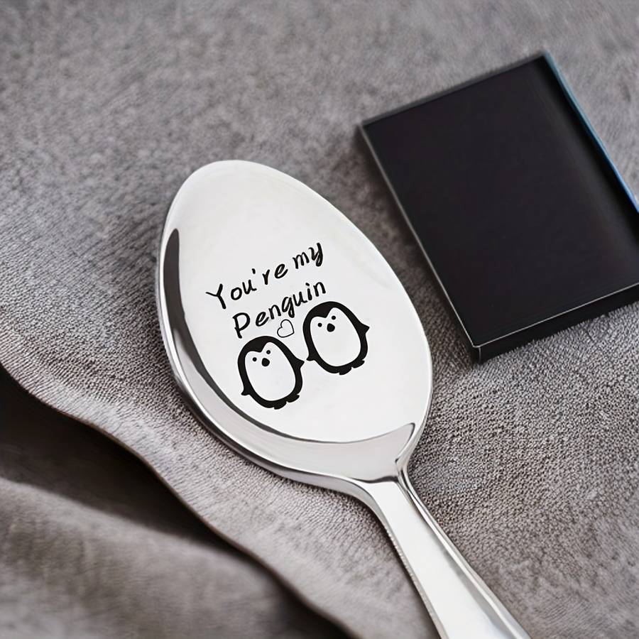 1pc 2.54 cmYou're My Penguin  Engraved Stainless Steel Spoon Adorable Gift for Boyfriend Gir