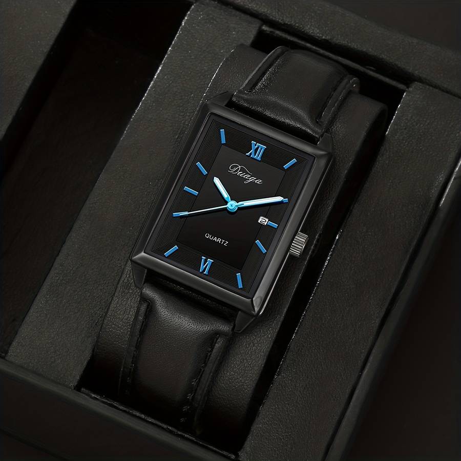 4Pcs Premium Set Of Stylish Square Quartz Watches For Men Perfect