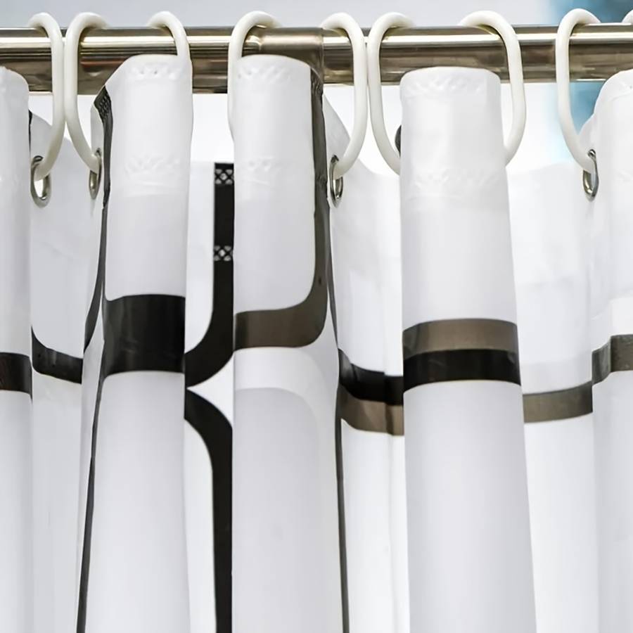 Waterproof Shower Curtain Color Black And White Large Square Size 71X78.7 180X200Cm