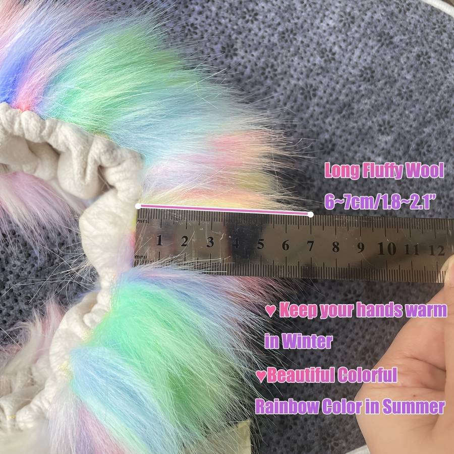 Car Steering Wheel Cover 5Pcs Middle Fluffy Red