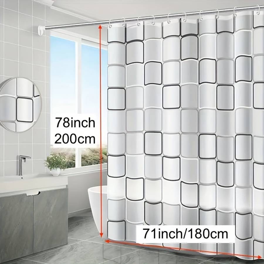 Waterproof Shower Curtain Color Black And White Large Square Size 71X78.7 180X200Cm