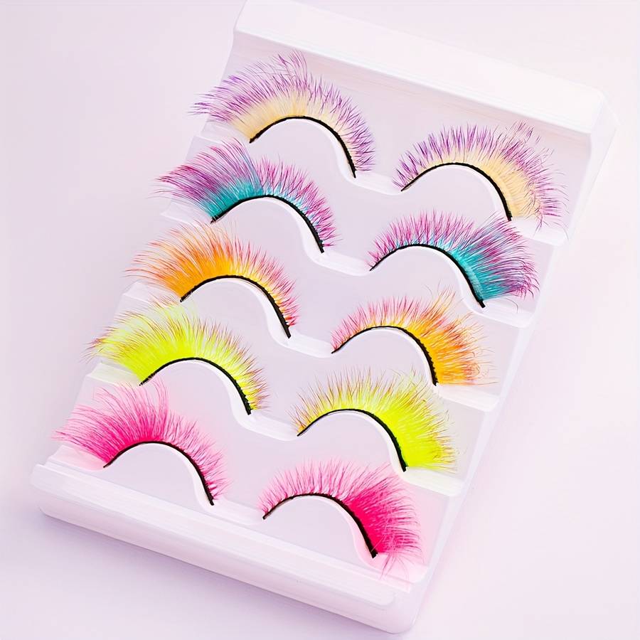 5 Pairs Luxury Natural Fluffy Mink Lashes Model Color Mix5