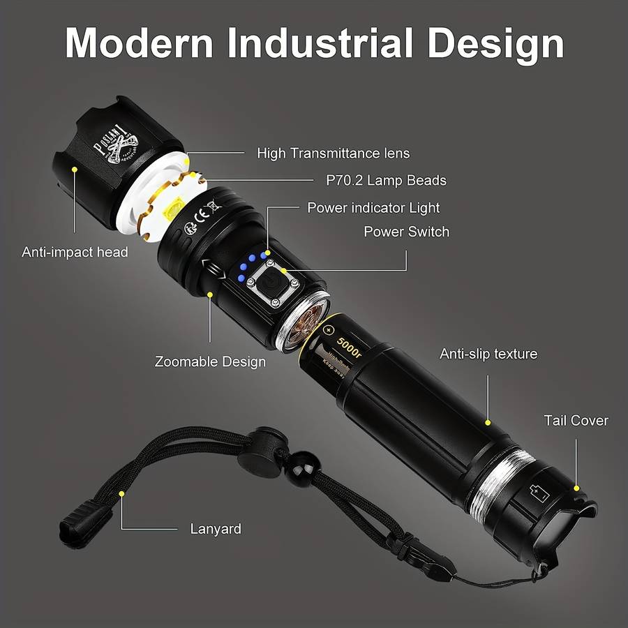 Heavy Duty Poslani Led Flashlight 700 Lumens Rechargeable Handheld Emergency