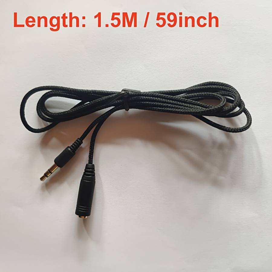Premium Braided 3.5Mm Headphone Extension Cable 1.5M Lengths 0.138'' Microphone Jack Ster