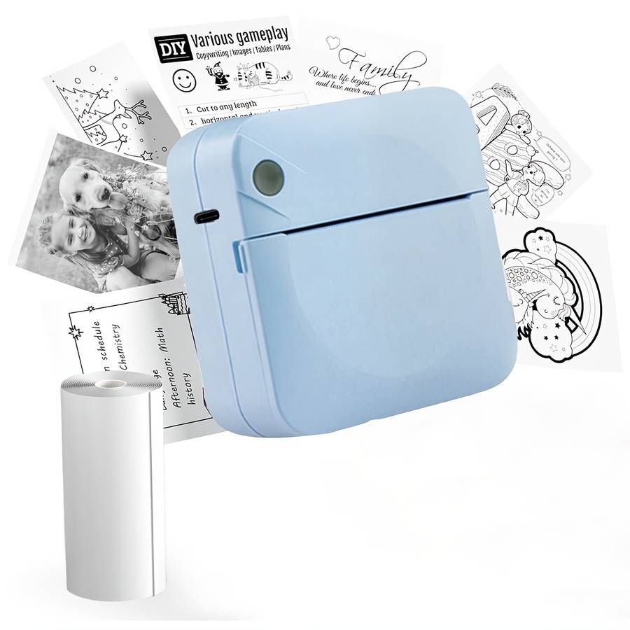 Printer Color White  3 Rolls Of Thermal Paper 5.7Cm*2.5Cm  Random Stickers  Storage Bag