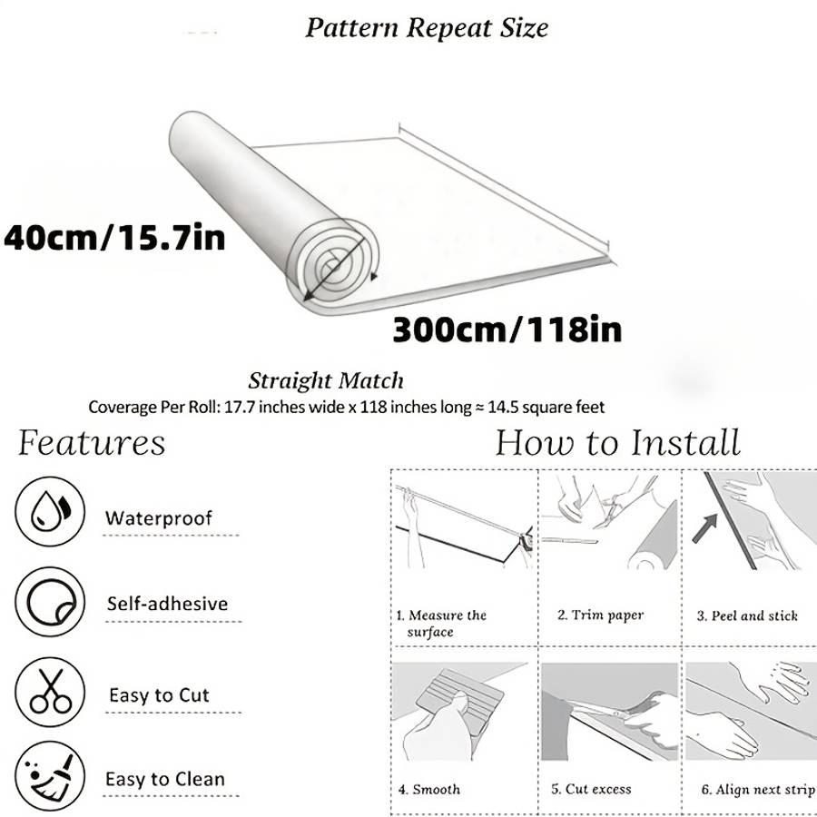 Self Adhesive Floor Stickers Medium Gray Wood Grain 3Rolls