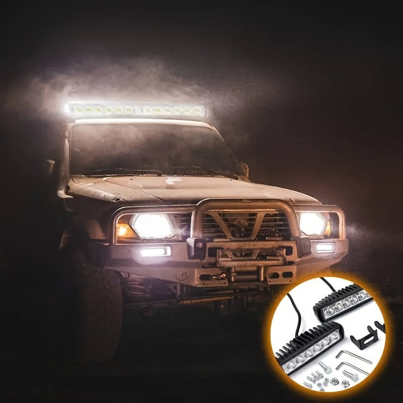 1pc Car and Motorcycle LED Lights with Straight Line 6 Light and Lens 18W Large Field