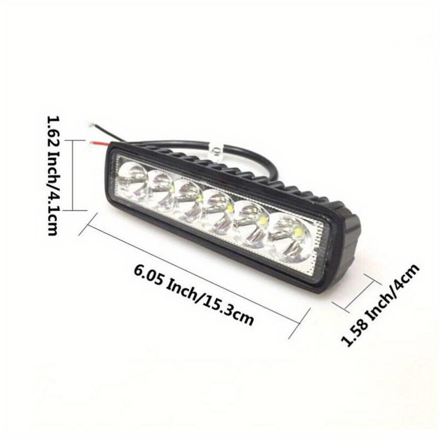 1pc Car and Motorcycle LED Lights with Straight Line 6 Light and Lens 18W Large Field