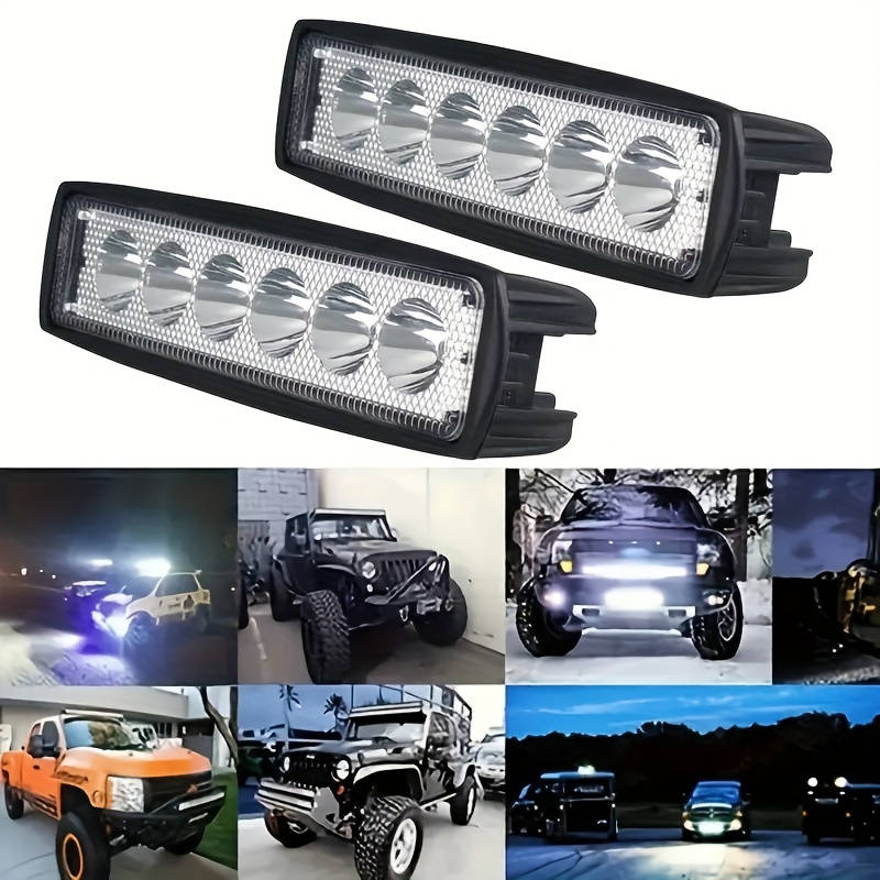 1pc Car and Motorcycle LED Lights with Straight Line 6 Light and Lens 18W Large Field