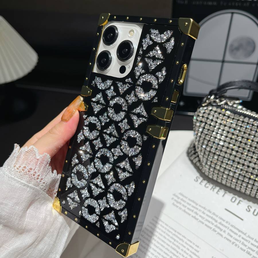 1Pc Golden For iPhone 12 Pro Mirror Rhinestone Phone Case
