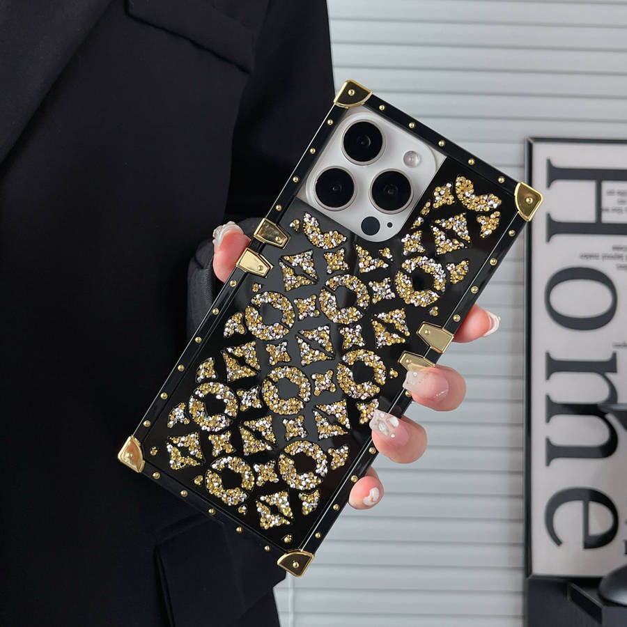 1Pc Golden For iPhone 12 Pro Mirror Rhinestone Phone Case