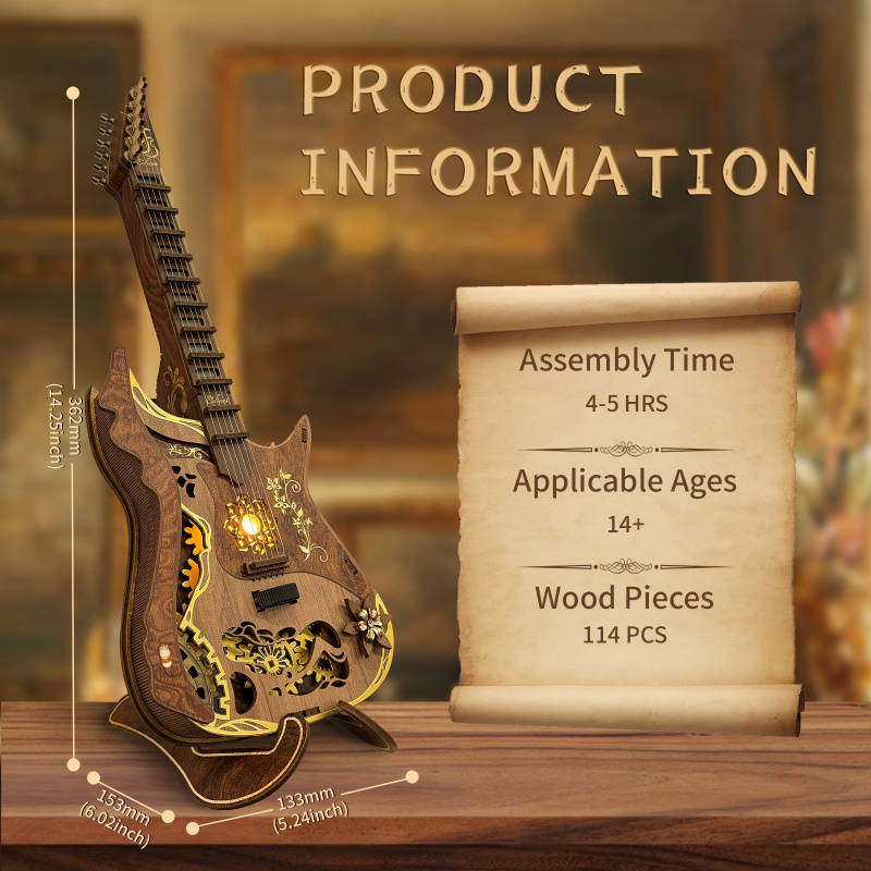 3D Puzzle Musical Instrument Model Color Cabin  Chord Guitar