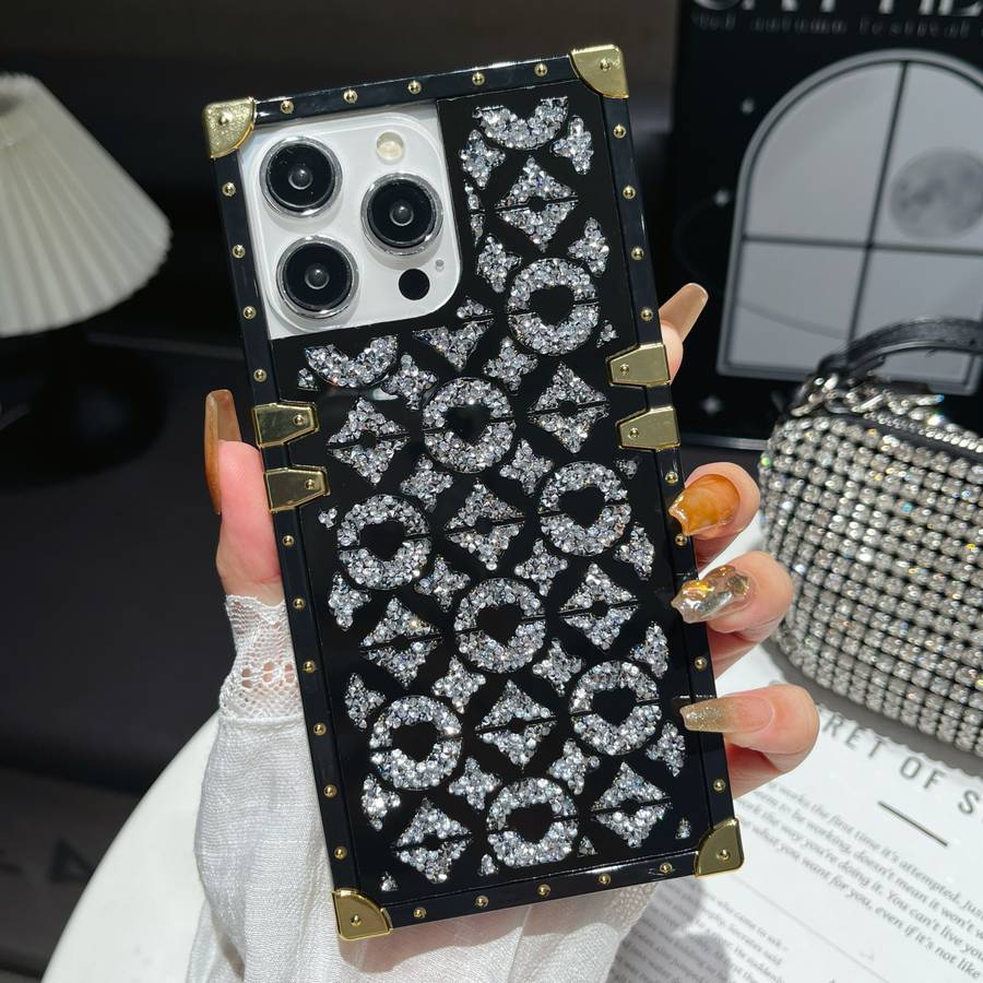 1Pc Golden For iPhone 12 Pro Mirror Rhinestone Phone Case