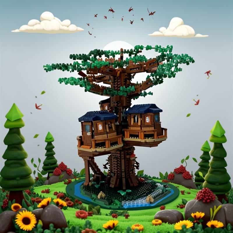 Building Toy Architectural Model Toy Set Model Tree House 1500Pcs